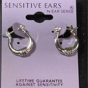 Ear Sense Silver Tone 1/2 Inch Hoop Earrings